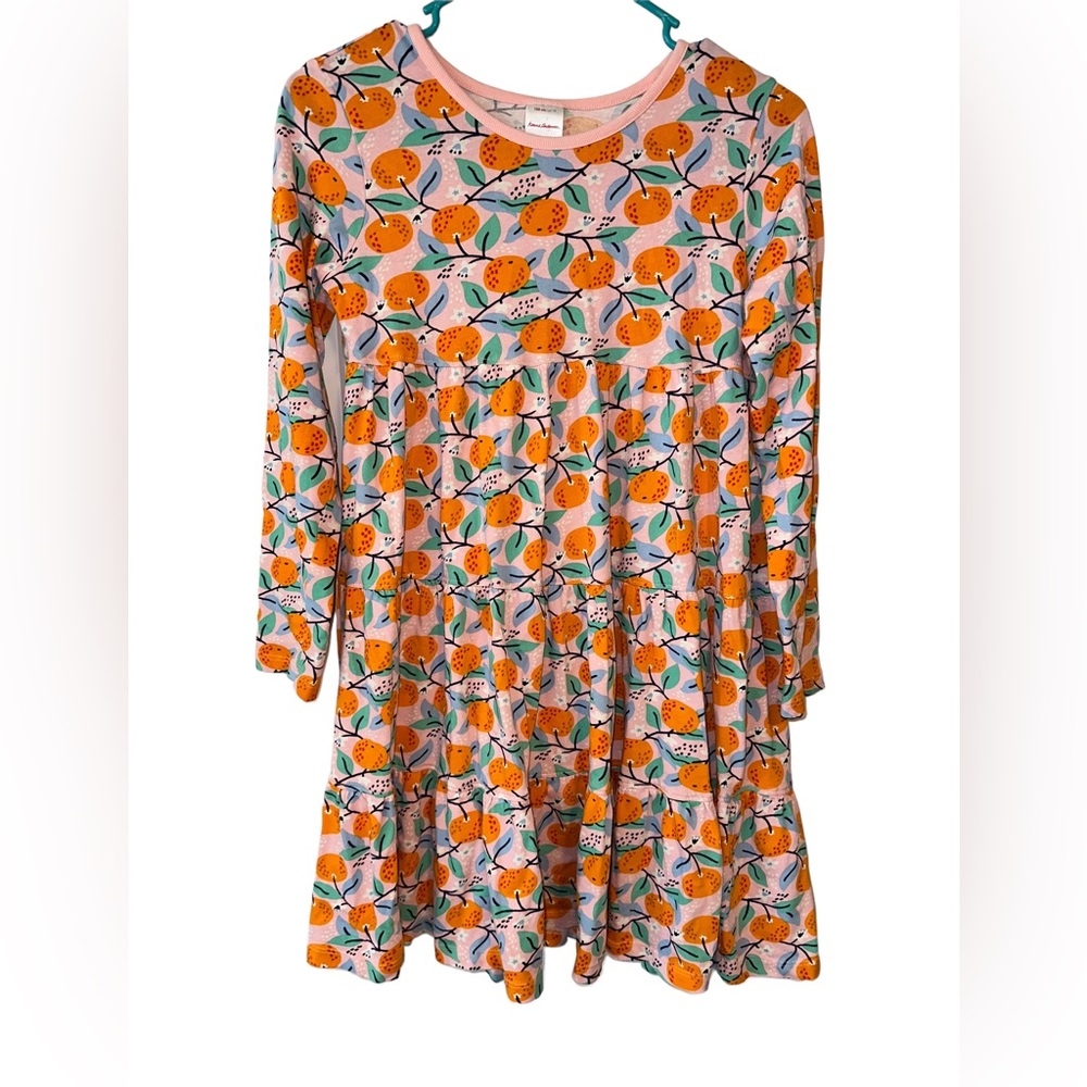 Hanna Andersson Pink Oranges Dress 150 Girls 12
